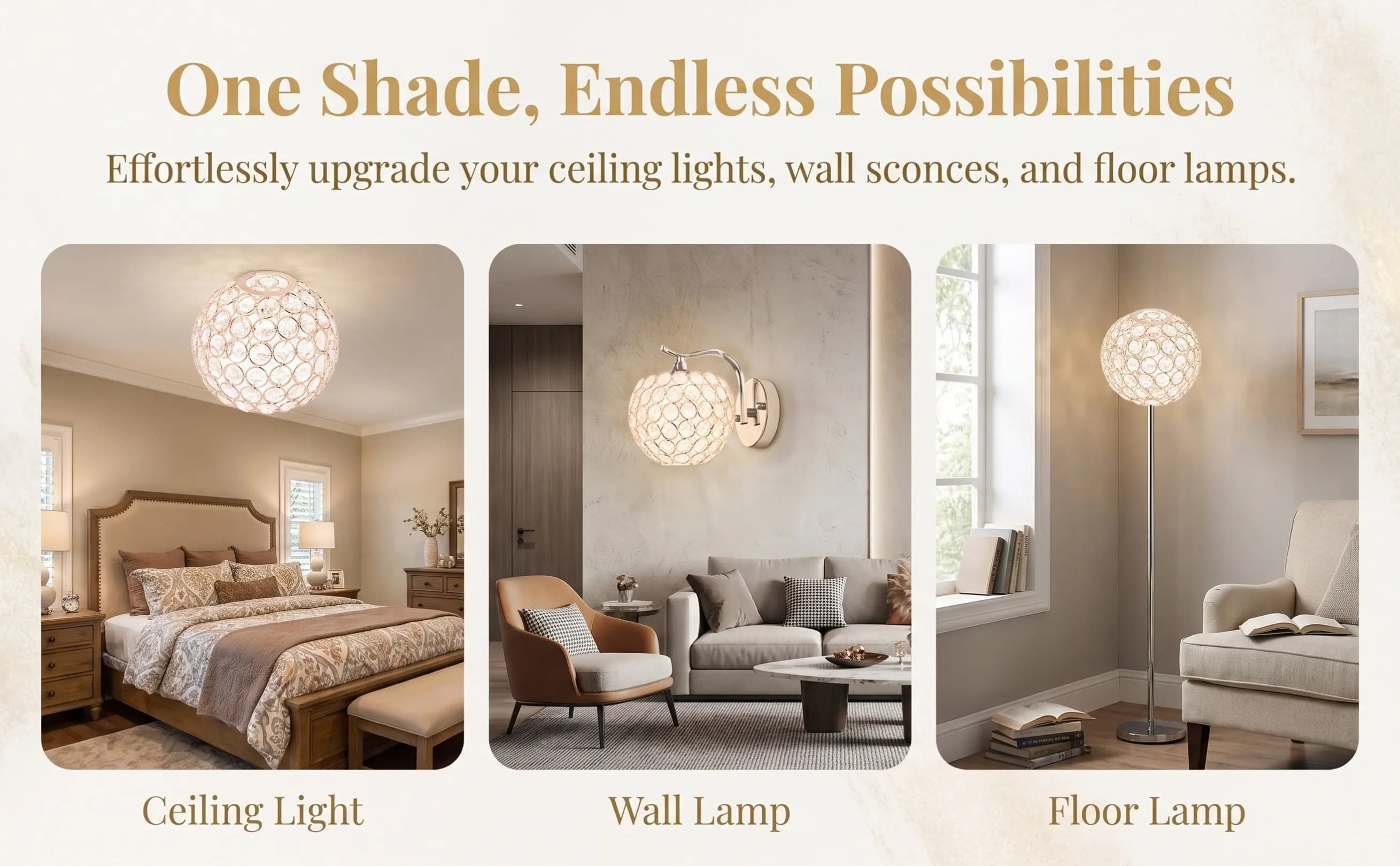 Crystal Ceiling Lamp Shade Premium Iron Art Lampshade Decorative Lamp Cover for Home Bedroom Living Room Warm Diffuse Light