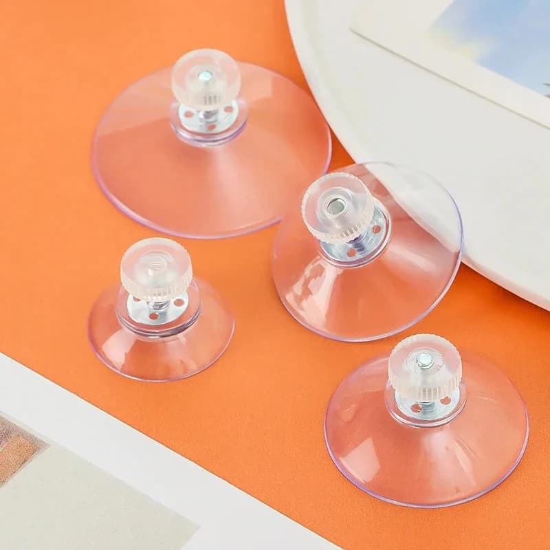 1/2/4Pcs Suction Cup Hooks With Screw Nut Clear PVC Heavy Duty Suction Cup Hooks for Bathroom Kitchens Offices Windows