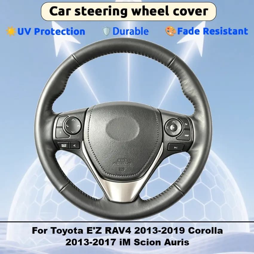 Sun Protection Steering Cover Blocks 95% UV Rays Ultrafine fiber leather Fit Closely For Toyota E'Z RAV4 Corolla iM Scion Auris
