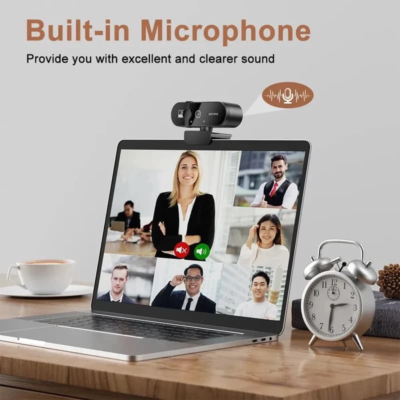 Webcam 4K 1080P, Mini Telecamera 2K Full HD con Microfono, 30fps, USB, Autofocus per PC e Laptop, Videocamera per Riprese