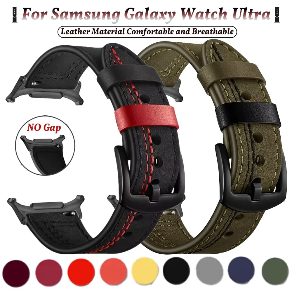 Cinturino in pelle No Gaps per Samsung Galaxy Watch 7 Ultra 47mm SmartWatch Bracciale Galaxy Watch 7 Ultra Cinturino di ricambio