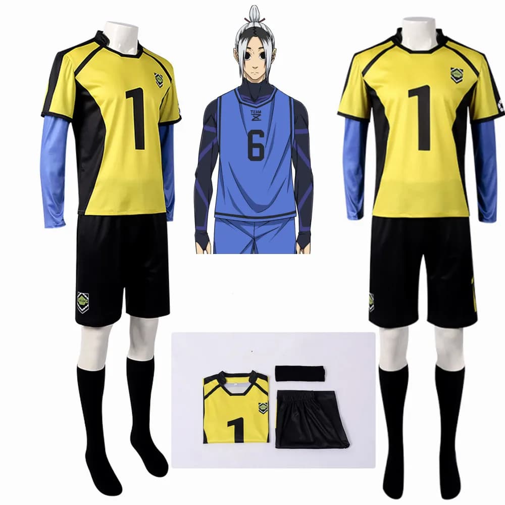 Anime Gagamaru Cosplay Costume BLUELOCK Costume Yellow Jersey Shorts Socks Football Clothing Halloween Christmas Party Clothes