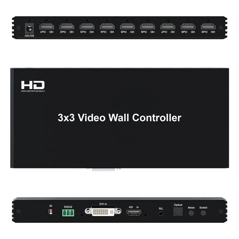 Video wall controller HDMI DVI 3x3 for 1080P 2x2 2x3 2x4 1x3 1x3 1x4 1x5 TV wall controller 9 TV screen junction processor Splicer