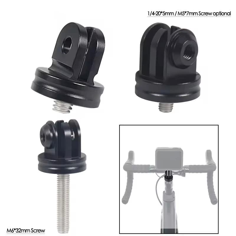 Adattatore per treppiede in alluminio Girevole a 360 gradi 1/4 M5 M6 Vite Mini monopiede Conversione base per montaggio su bicicletta per GoPro DJI Camera Gimbal