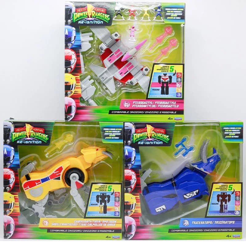 Action Figure Power Rangers Re-Ignition di Playmates, Triceratops, Tyrannosaurus, Mastodon, Pterodactyl, Collezione di Giocattoli, Regali per Bambini