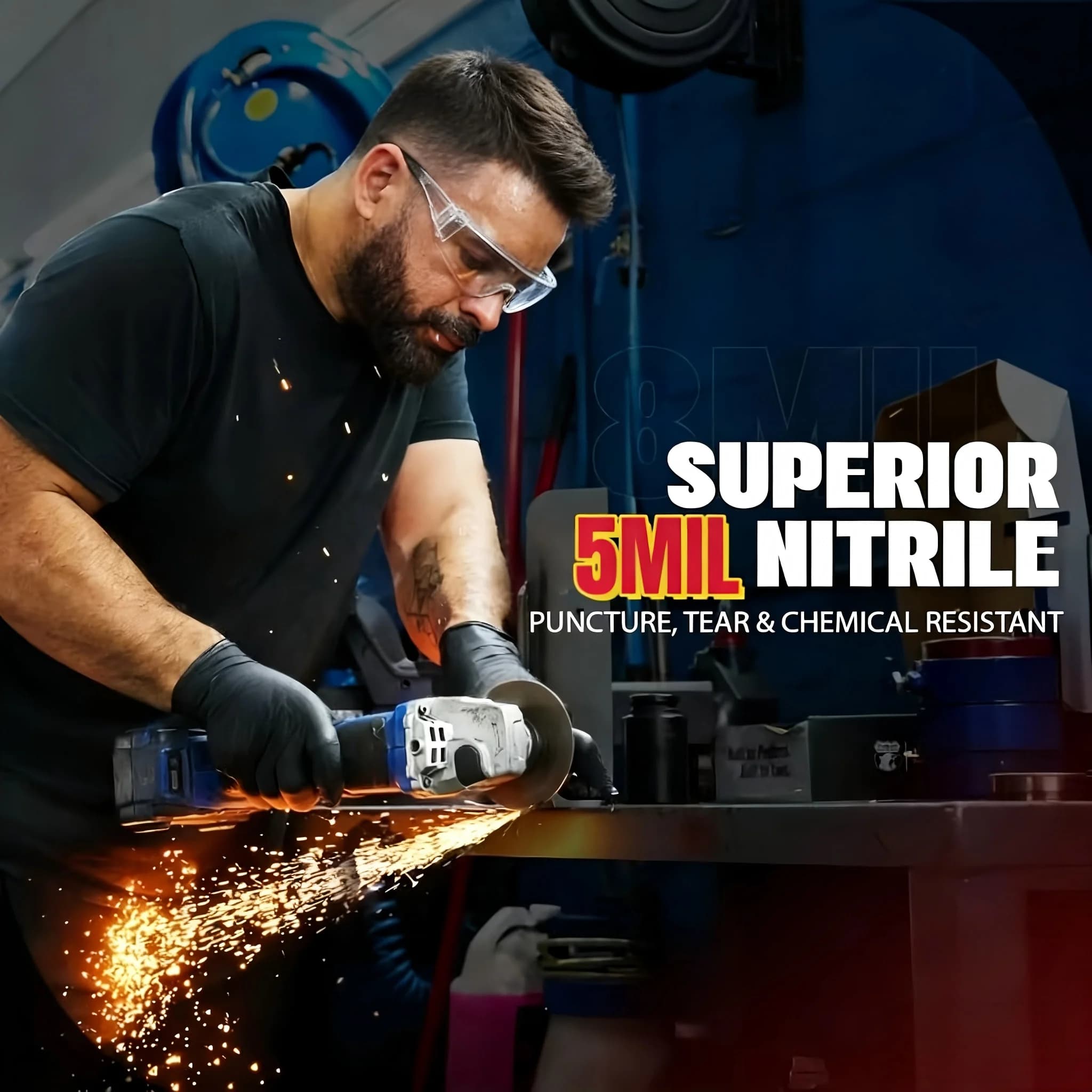 Guanti Premium Senza Lattice, Confezione in Scatola con Punte delle Dita Texturizzate – Ideali per Uso Automobilistico, Officina e Pulizie