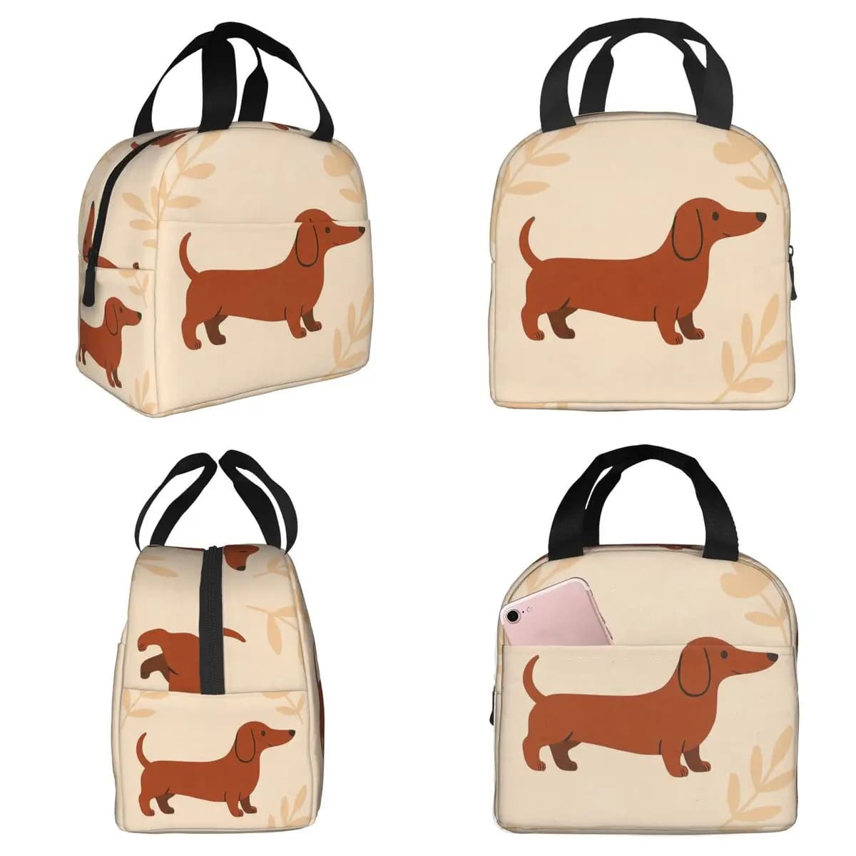 Dachshund Pattern Art Insulated Lunch Bag for Women Office Cooler Thermal Food Box Tote Leakproof Lunch Boxes Container