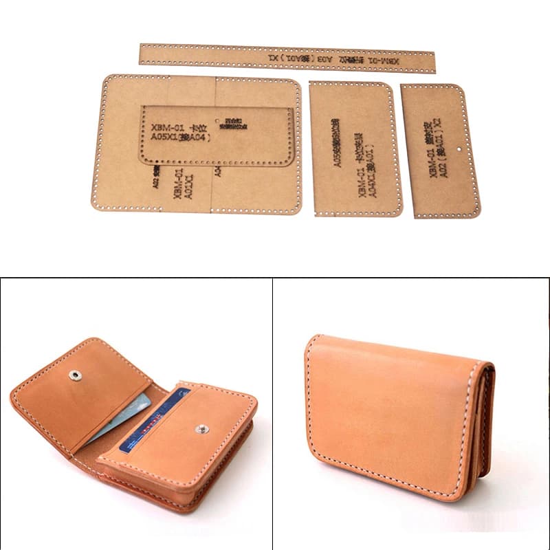 Pelle artigianale carta kraft cucito a mano portafoglio frizione modello porta carte modello fai da te strumento artigianale in pelle 11 * 7,5 cm