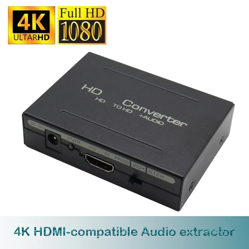 Convertitore estrattore audio compatibile HDMI HD + audio (SPDIF + RCA L/R stereo) per Fire Stick Xbox PS5 Supporto 3D HDCP2.2 18Gpbs