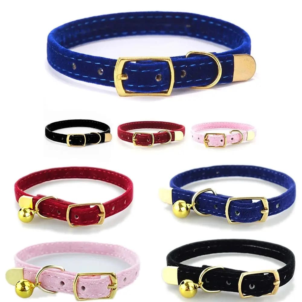 Simpatiche collari per gatti in tessuto floccato regolabili con o senza una campana Collana per gattini Cravatta per gatti durevole per cani e gatti