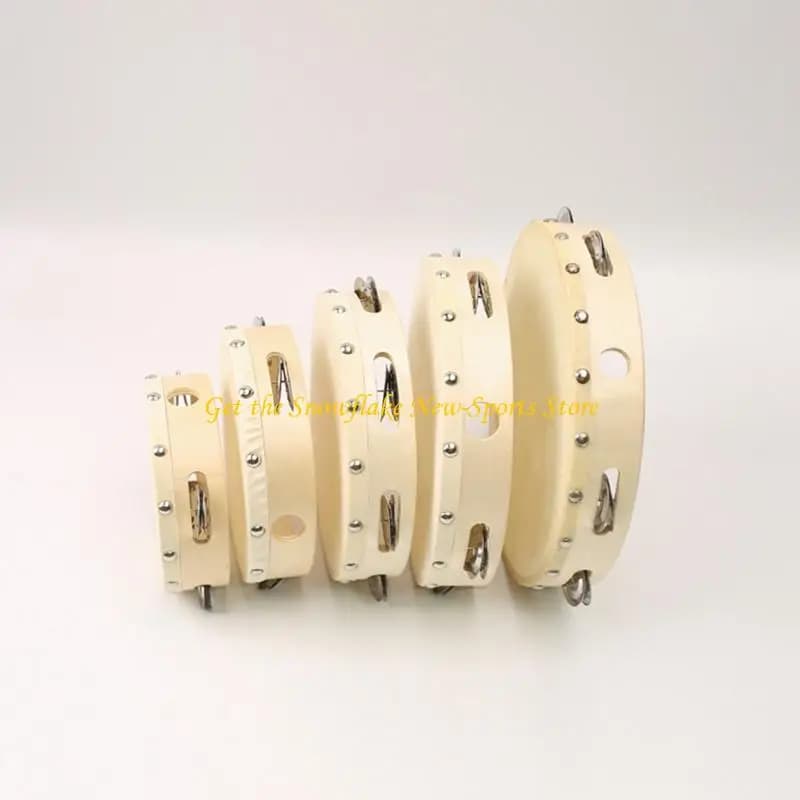 E56D Tamburelli in legno naturale con strumento a percussione educativo in metallo