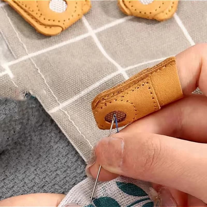 2pcs/set Sewing Thimbles – PU Leather Finger Protectors for Hand Sewing, Cross-Stitch & DIY Crafts – Home Use Sewing Tools