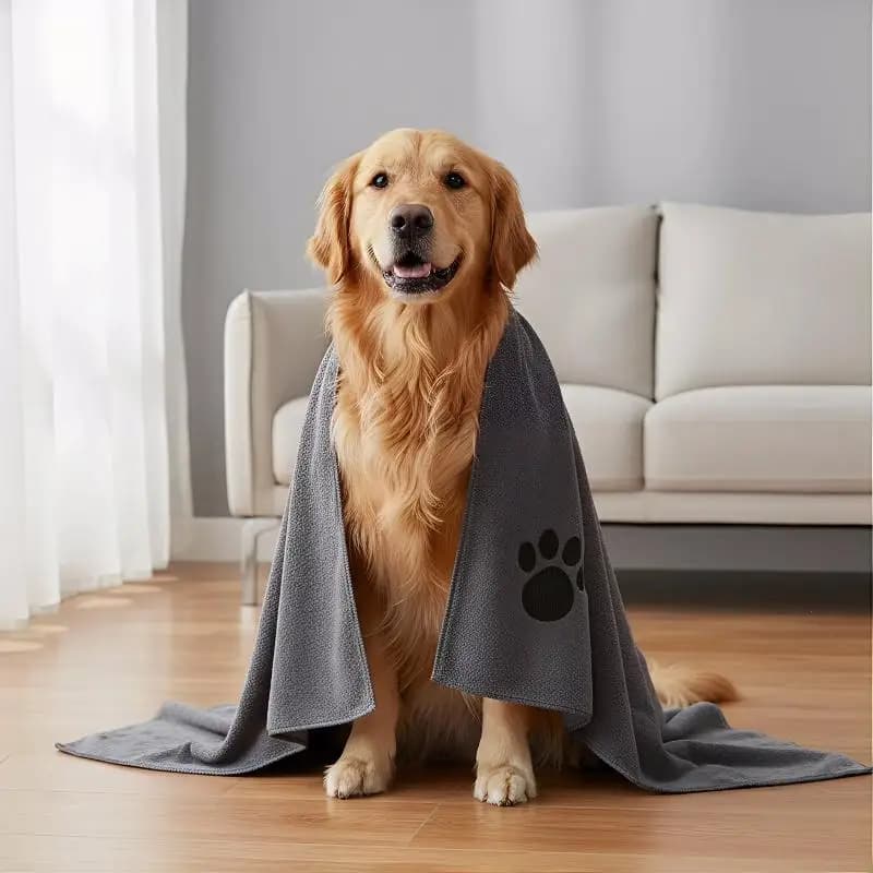 Asciugamano in Microfibra Ricamato per Cani, Super Morbido e ad Assorbimento Rapido, Ideale Dopo lo Shampoo o per Uscite all'Aperto