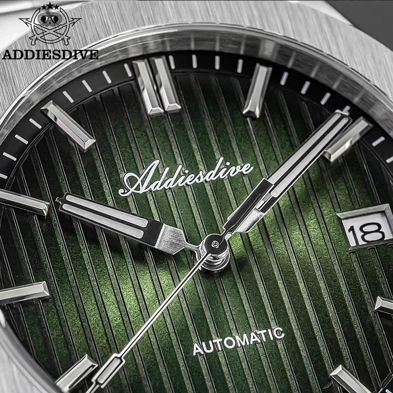ADDIESDIVE Automatic Watch for Men Mechanical 8215 New Sapphire Sunburst Waterproof 200m Diving Calendar Luminous Wristwatch
