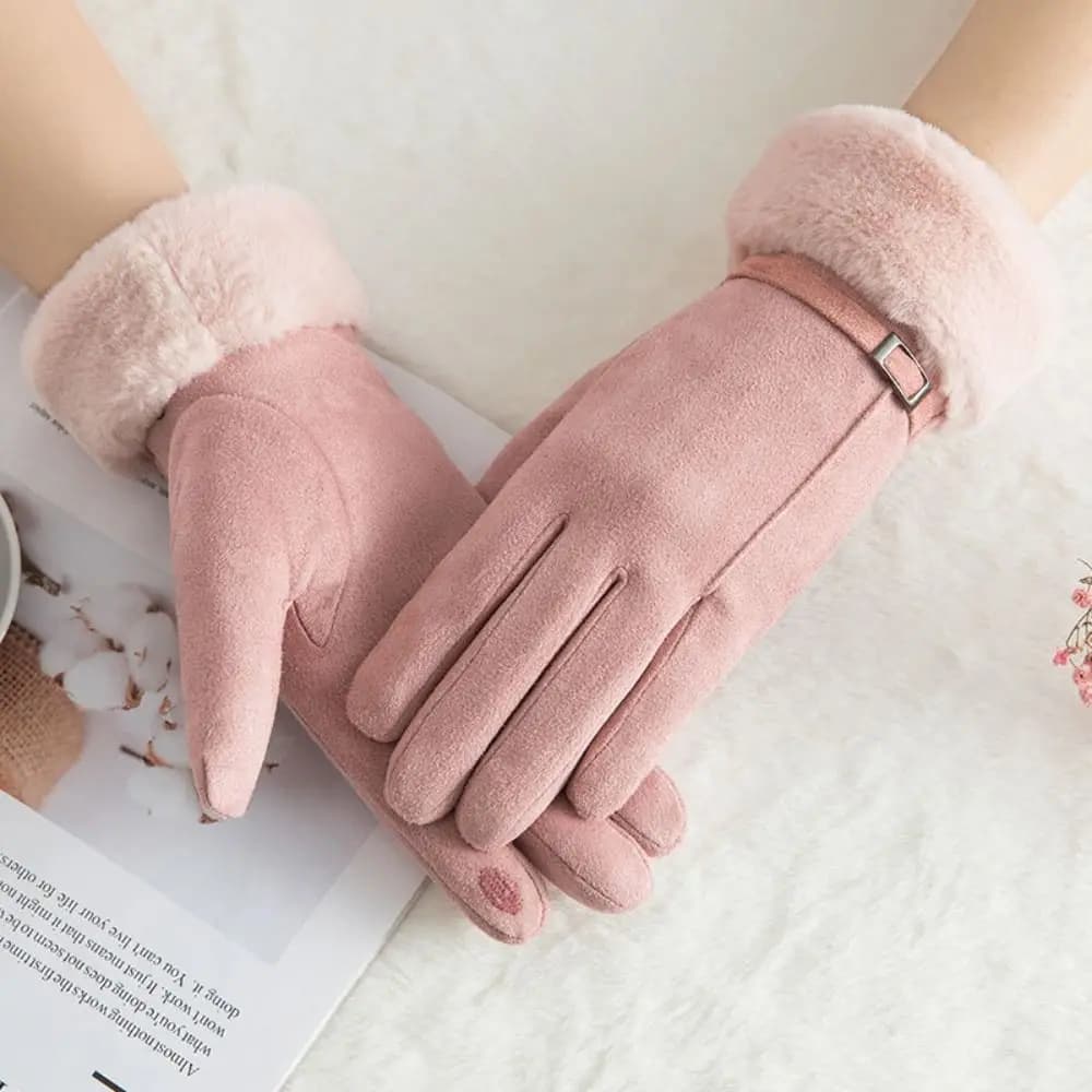 Guanti casual antivento in pelle scamosciata, morbidi e confortevoli, con dita intere, touch screen, caldi, per ciclismo sportivo, per ragazze