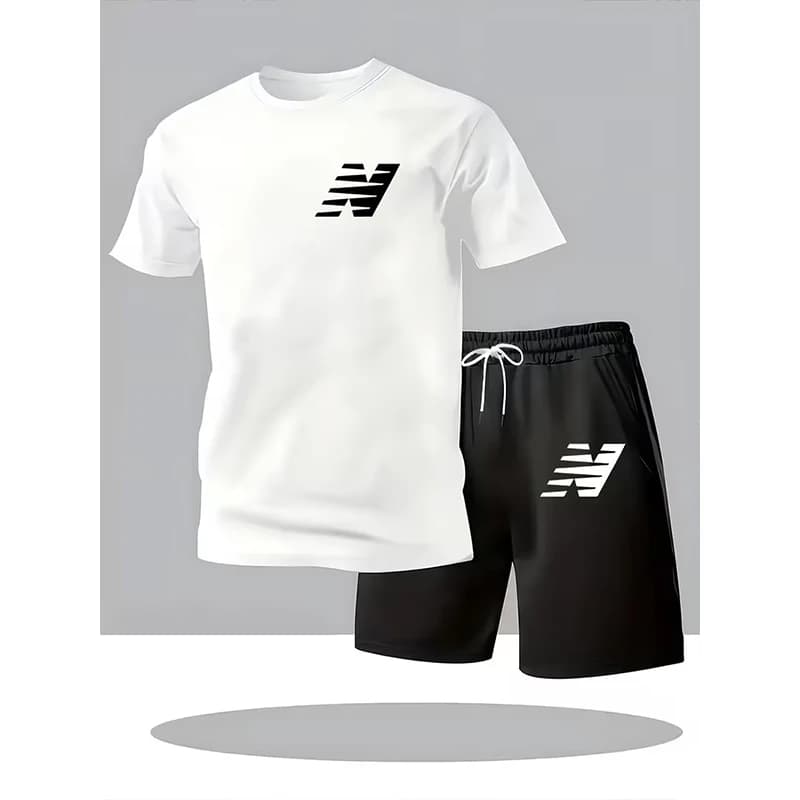 Nuovo Set Estivo da Uomo: T-shirt a Maniche Corte e Pantaloncini Sportivi, Completo Casual alla Moda