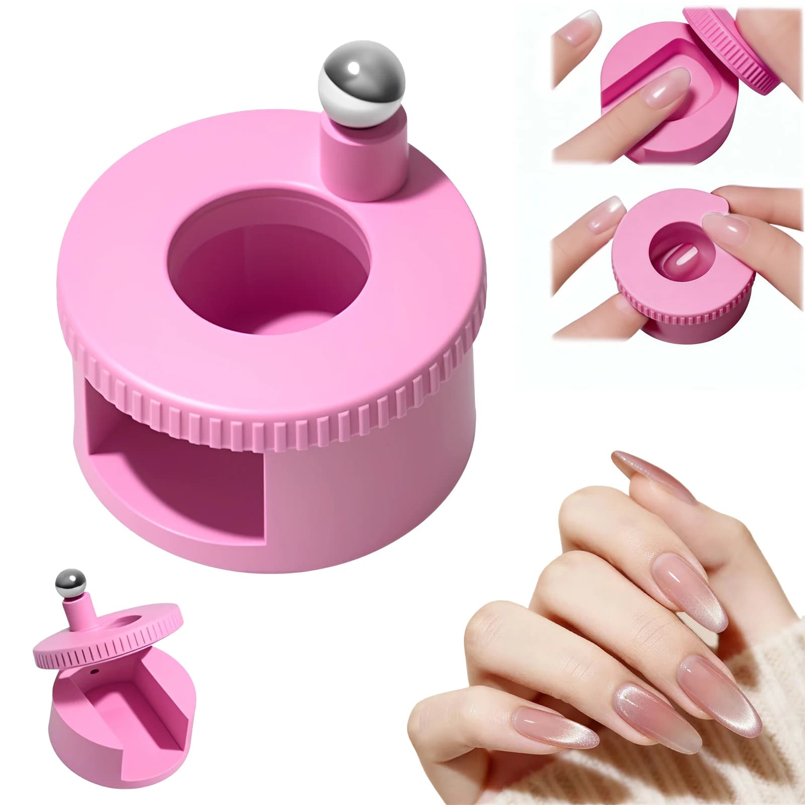 Magnete rotante per unghie effetto occhio di gatto per principianti, crea facilmente l'effetto di perline di vetro, magnetico automatico multifunzionale e potente per nail art