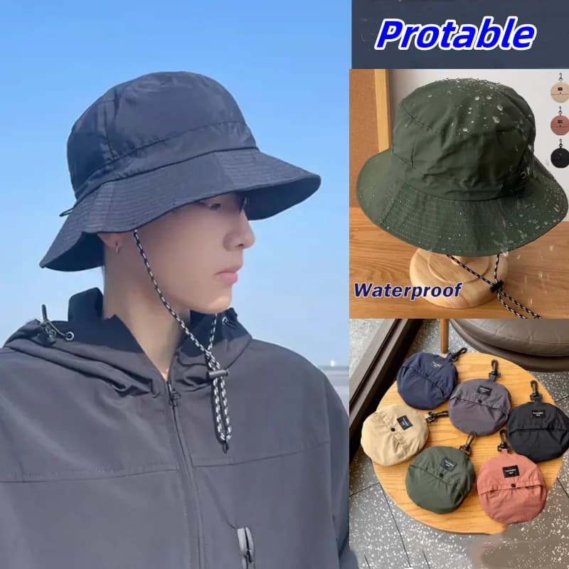 Foldable Summer Anti-UV Fishing Hat Fisherman Sunhat Hiking Camping Suncreen Bucket Hat Unisex Big Brim Waterproof Panama Cap