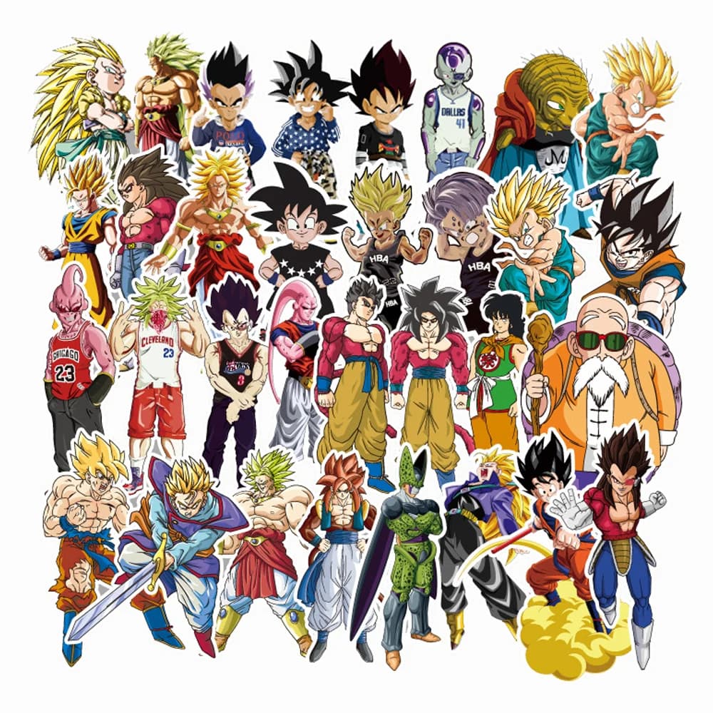 10/30/50/100 Pezzi Adesivi Anime Dragon Ball, Impermeabili, Graffiti Fai-da-Te per Telefono, Valigie, Chitarra, Cool Super Saiyan Son Goku