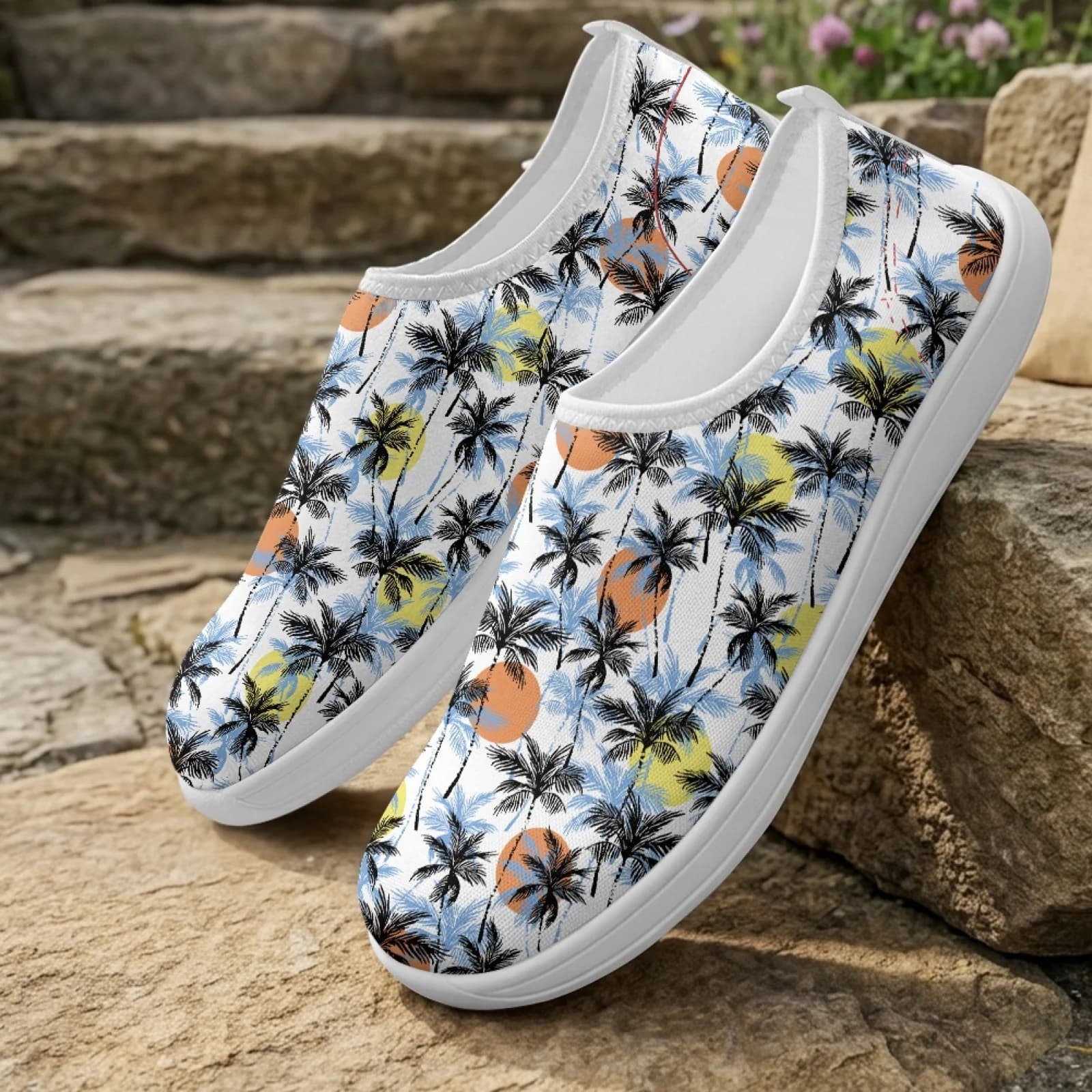 XIXIRIMIDO Wonmen Slip-on Wide-toed Shoe Nurse Shoes Men's Sneakers Casual Shoes Zapatillas de Mujer Tenis Feminino Coconut Tree