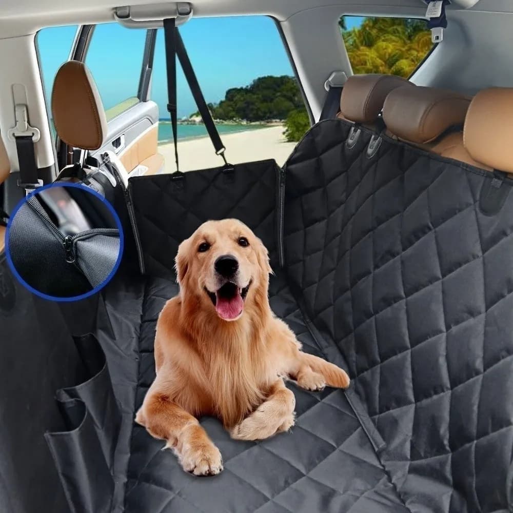 Coprisedile per auto impermeabile per cani da compagnia con finestra in rete visiva Cerniera laterale Protezioni per il trasporto del sedile posteriore Tappetino di sicurezza antiscivolo
