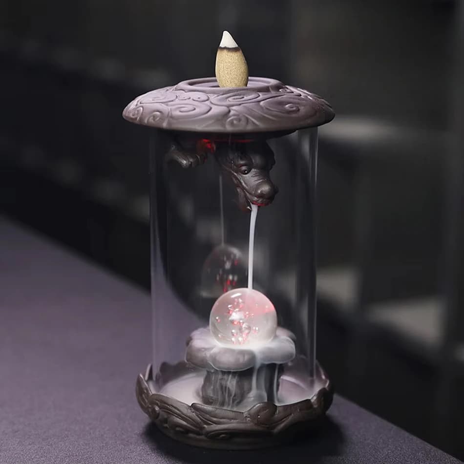 Ornamenti Creativi per la Casa, Bruciatore d'Incenso a Cascata a Forma di Drago, Censiere in Ceramica a Forma di Pterosauro, Porta Incenso - Senza Incenso