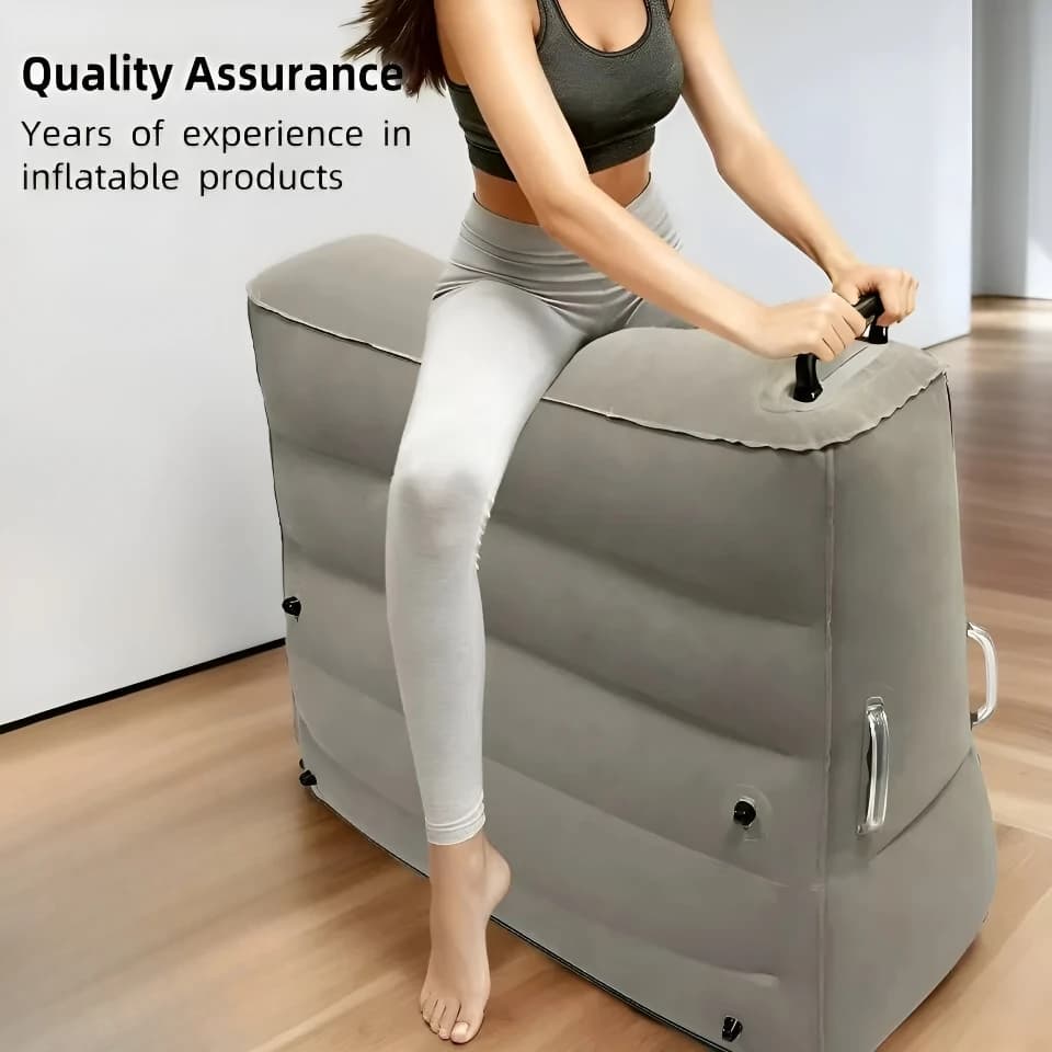 Inflatable Mattress for Riding, Travel Cushion with Arms, Seat with 3D Air Bags, Lightweight, Breathable, Anti-Pression