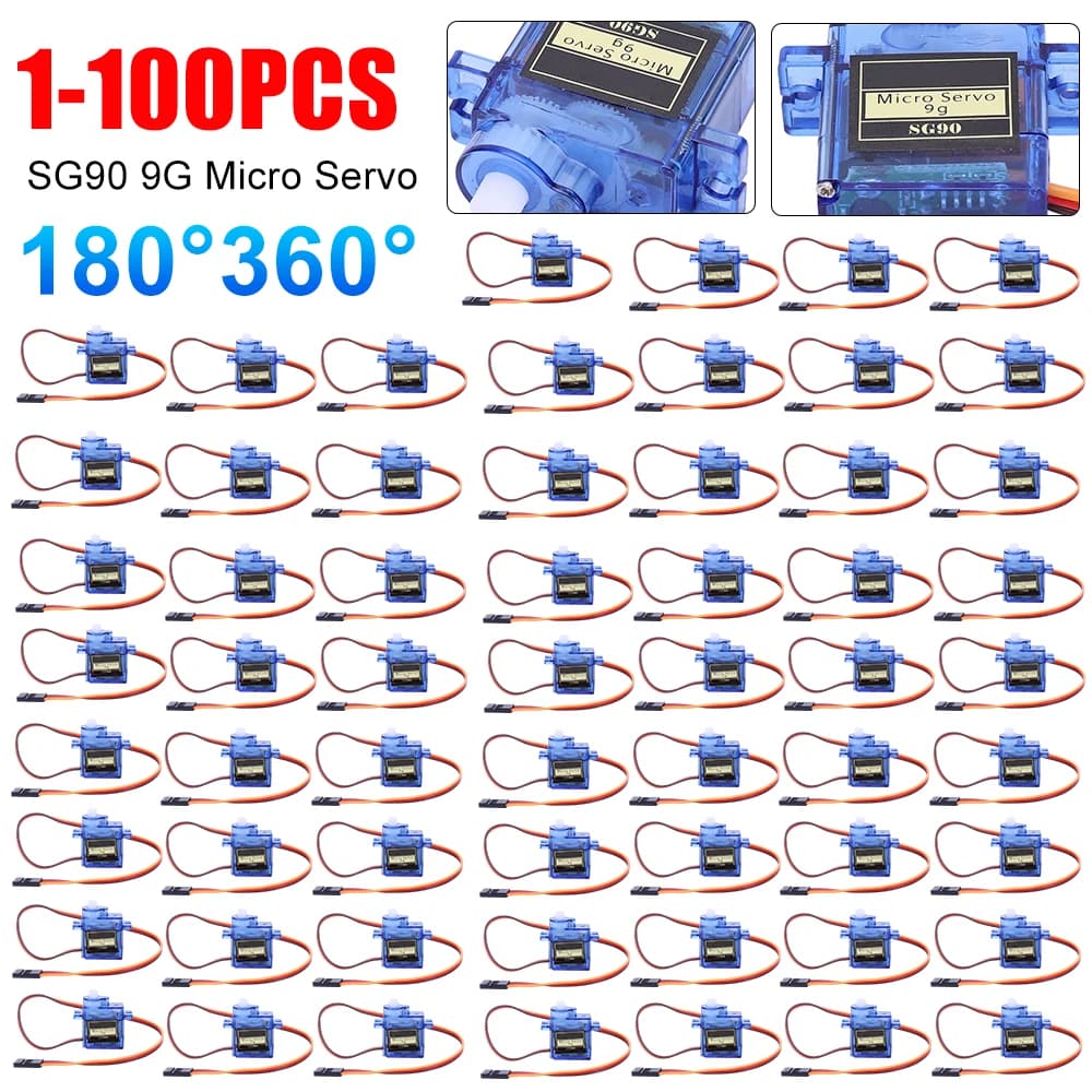 100 pz SG90 9G Micro Servo per aerei RC ad ala fissa modello di aereo Telecontrol giocattolo per aerei Mini servomotore 180 360 ° elicottero