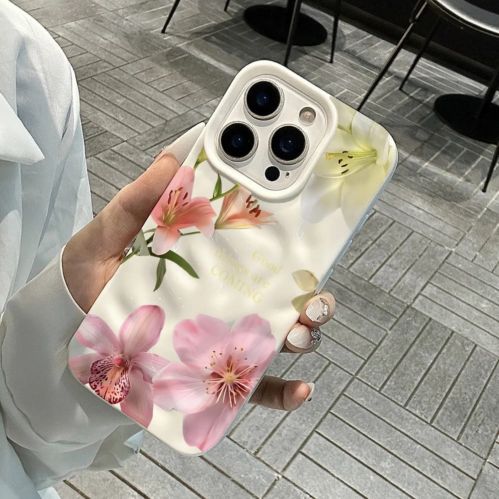 Custodia per telefono in silicone morbido anti-caduta con motivo a onde e rughe, stile acquerello, per iPhone 17 16 15 14 13 12 11 Pro Max 14 Plus 17Air