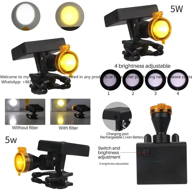 Portable LED Headlamp with Binocular Magnifying Glasses Brightness Adjustable Loupes Electric Power Source