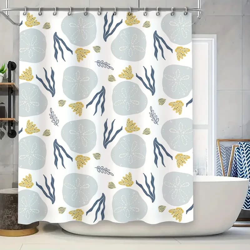Ocean Oasis: tenda da doccia con dollari di sabbia costiera e corallo per un arredamento da bagno fresco e ispirato alla natura