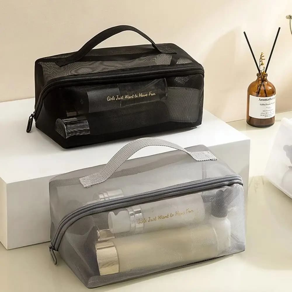 Large Capacity Solid Network Makeup Bag New Case for Organizer Bag for Light Transparent Washing Solid Travel Bag
