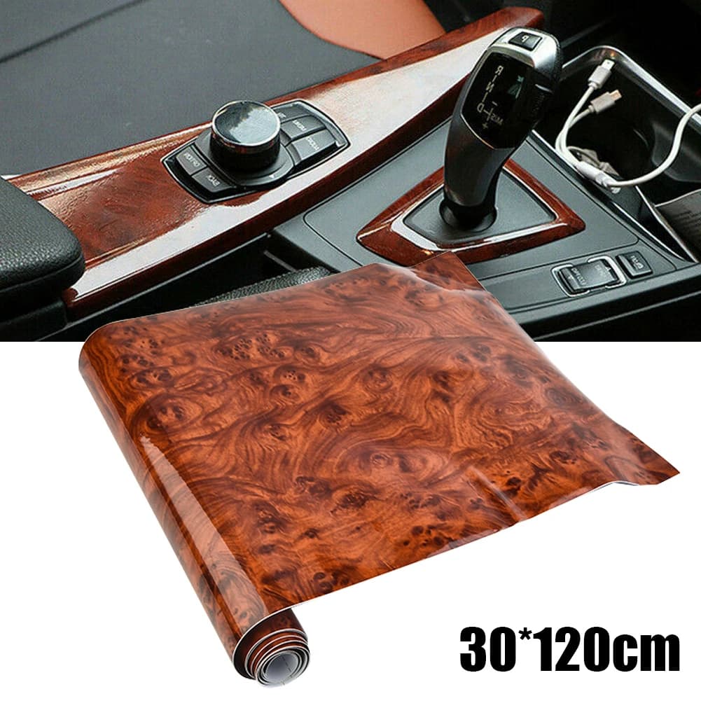 Adesivo per auto lucido adesivo interno per auto impermeabile pellicola fai da te venature del legno decalcomania in vinile accessori interni auto universali