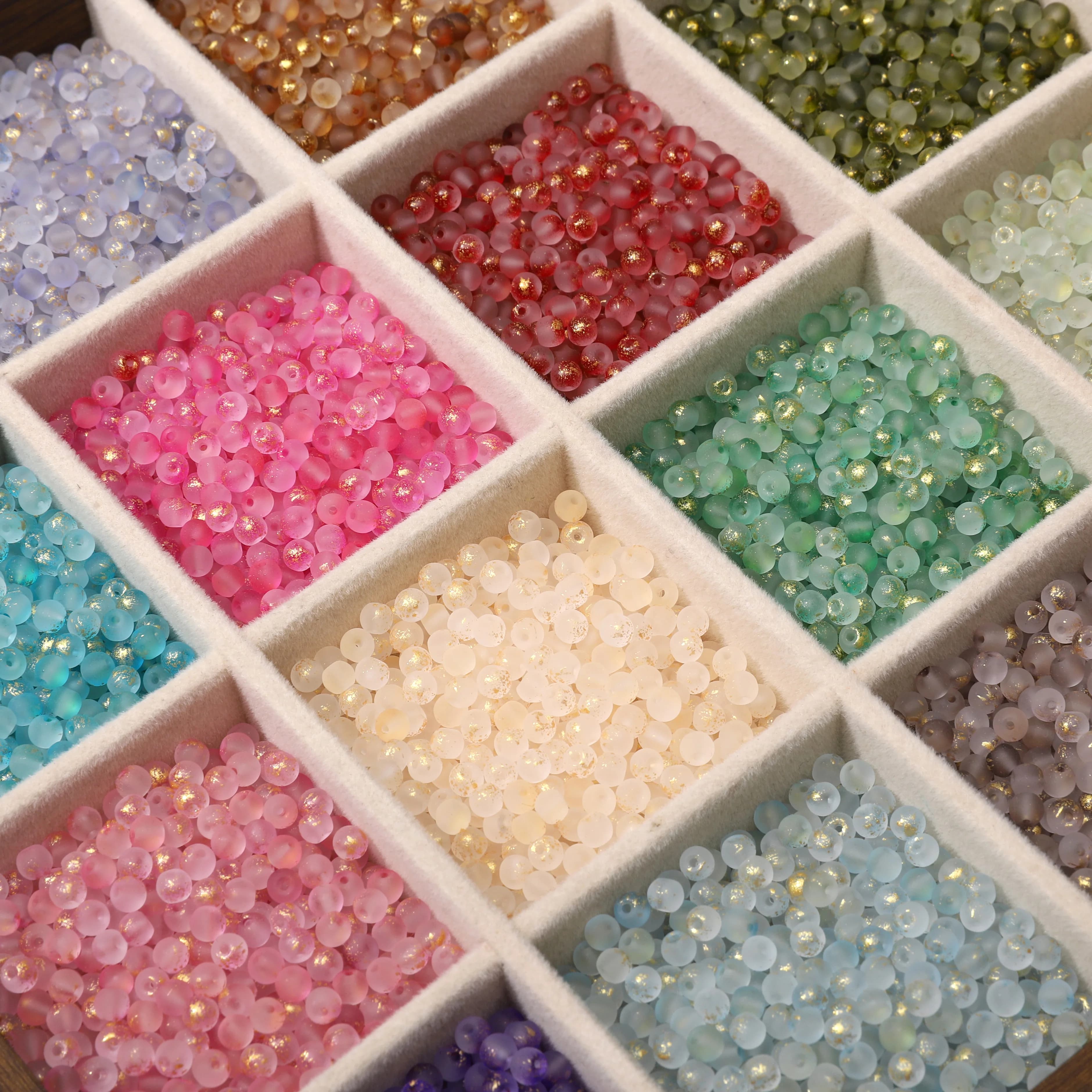 100Pcs 4mm High Quality Frosted Gold Splattered Glass Rice Beads Loose Beads for Handmade Jewelry DIY Bracelet Necklace Material