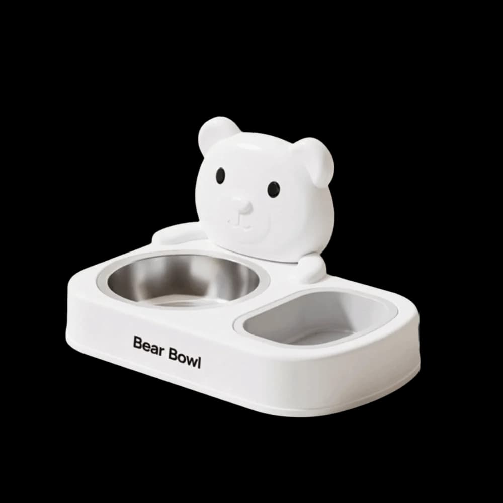 Cartoon Cat Food Water Bowl Detachable Double Bowls Stainless Steel Cat Bowl Non-Slip Base Pet Water Container for Cats Dogs
