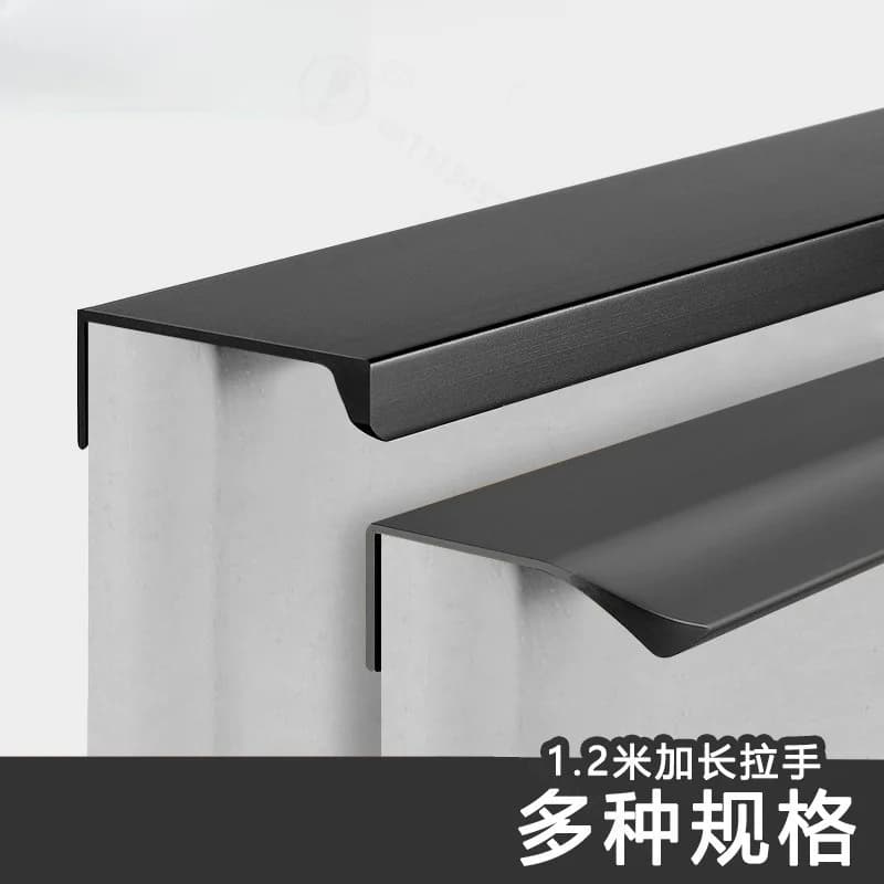 Modern Minimalist Hidden Edge Pull Handle Long Concealed Cabinet Drawer Door Handle Black Wardrobe Gap Invisible Hardware