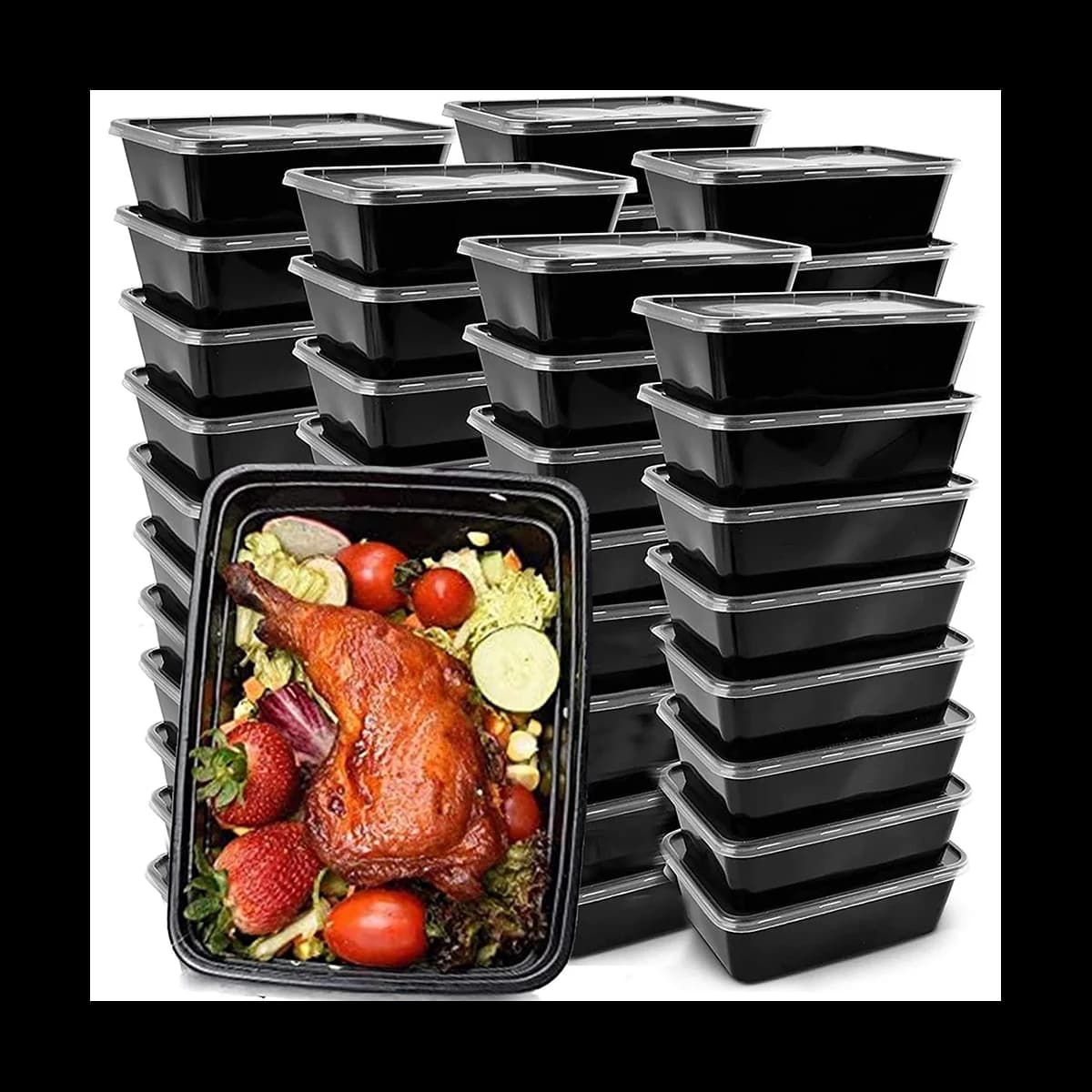 Contenitori per la preparazione dei pasti in confezione da 50 contenitori per alimenti riutilizzabili in plastica Bento Box per la conservazione degli alimenti Lunch Box