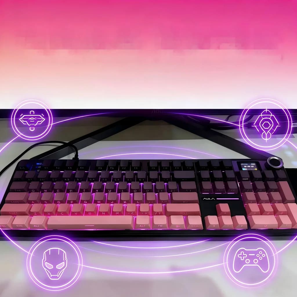 AULA F108Pro RGB Mechanical Keyboard | Tri-Mode Wireless 2.4G/BT, Gasket Mount, Customizable, Mini Display, for Office & Gaming