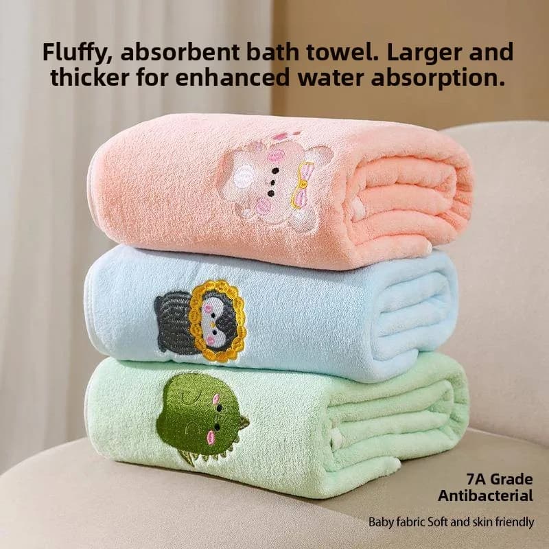 Asciugamano da Bagno per Neonati in Morbido Pile Corallo, Spesso, Anti-pelucchi, Assorbente, con Disegni Cartoon, Coperta e Accappatoio per Bambini