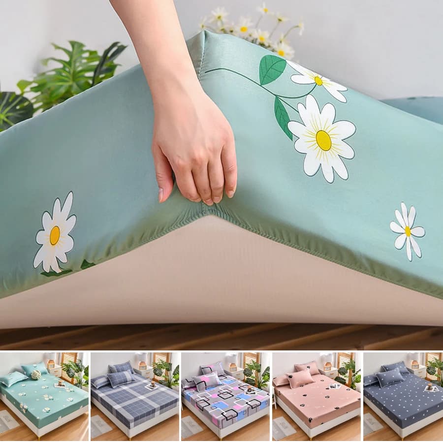 WASART Coprimaterasso con angoli elastici stampati geometrici coppia 2 persone lenzuolo matrimoniale di lusso king size 90/180
