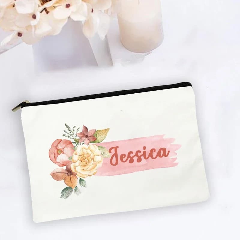 Borsa per il trucco con nome personalizzato custodia per cosmetici moda donna personalizzata borsa laterale per wc da viaggio borsa per il lavaggio di compleanno di natale regalo
