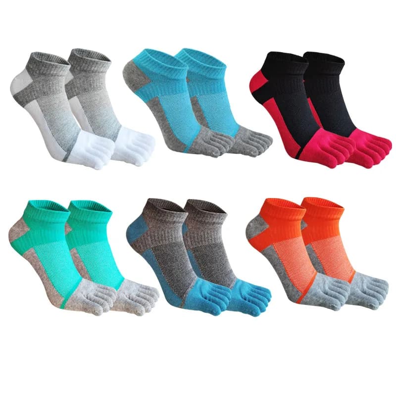 Calzini a cinque dita alla caviglia da uomo in cotone patchwork a tubo basso sportivo in rete traspirante che assorbe il sudore calzini sportivi per fitness casual
