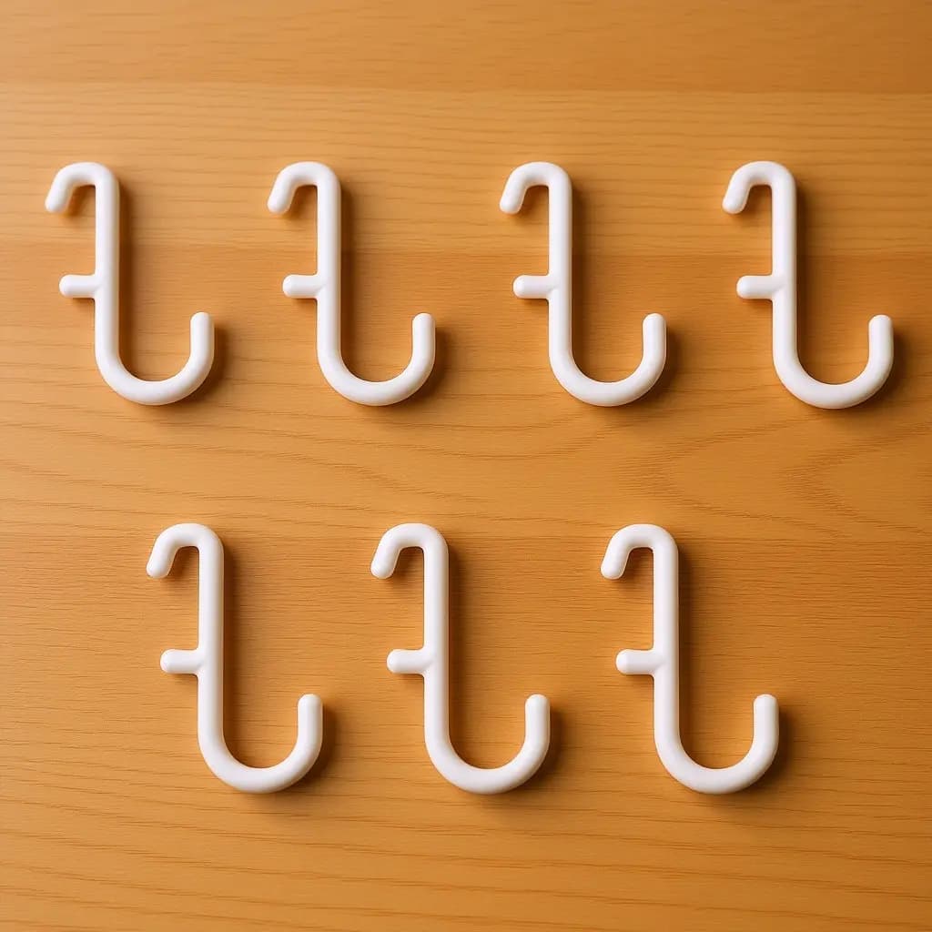 Set of 7 Hooks for Panel Drilled, Hooks for Exhibition and Organization, Wall Storage Solution for Supermarkets, Shops and Home