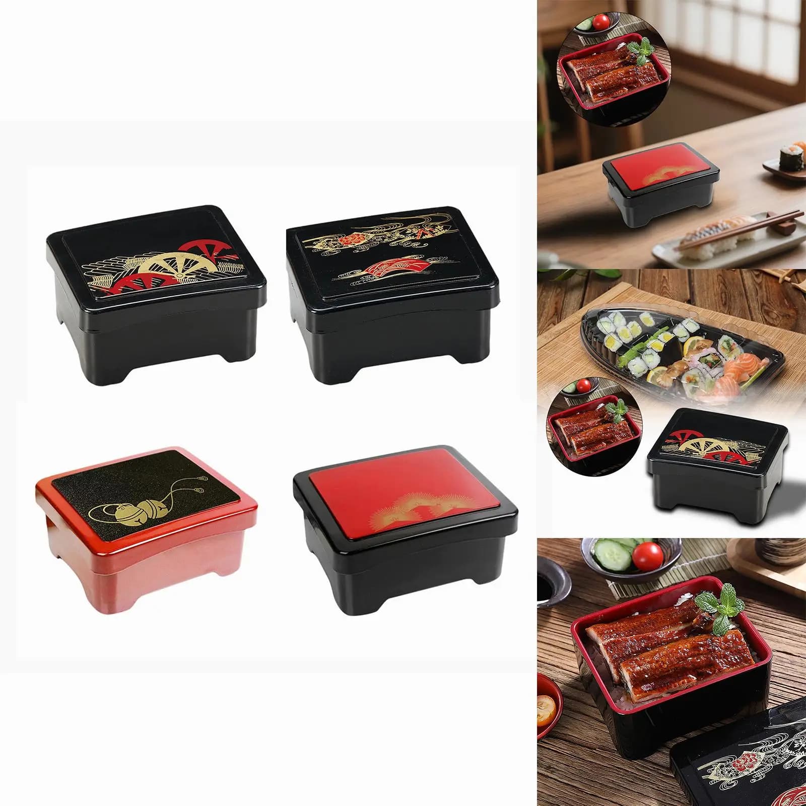 Unadon Box Contenitore portatile riutilizzabile per la preparazione dei pasti Contenitore rettangolare per sushi Bento Box per snack Dessert Sushi Frutta secca Famiglia