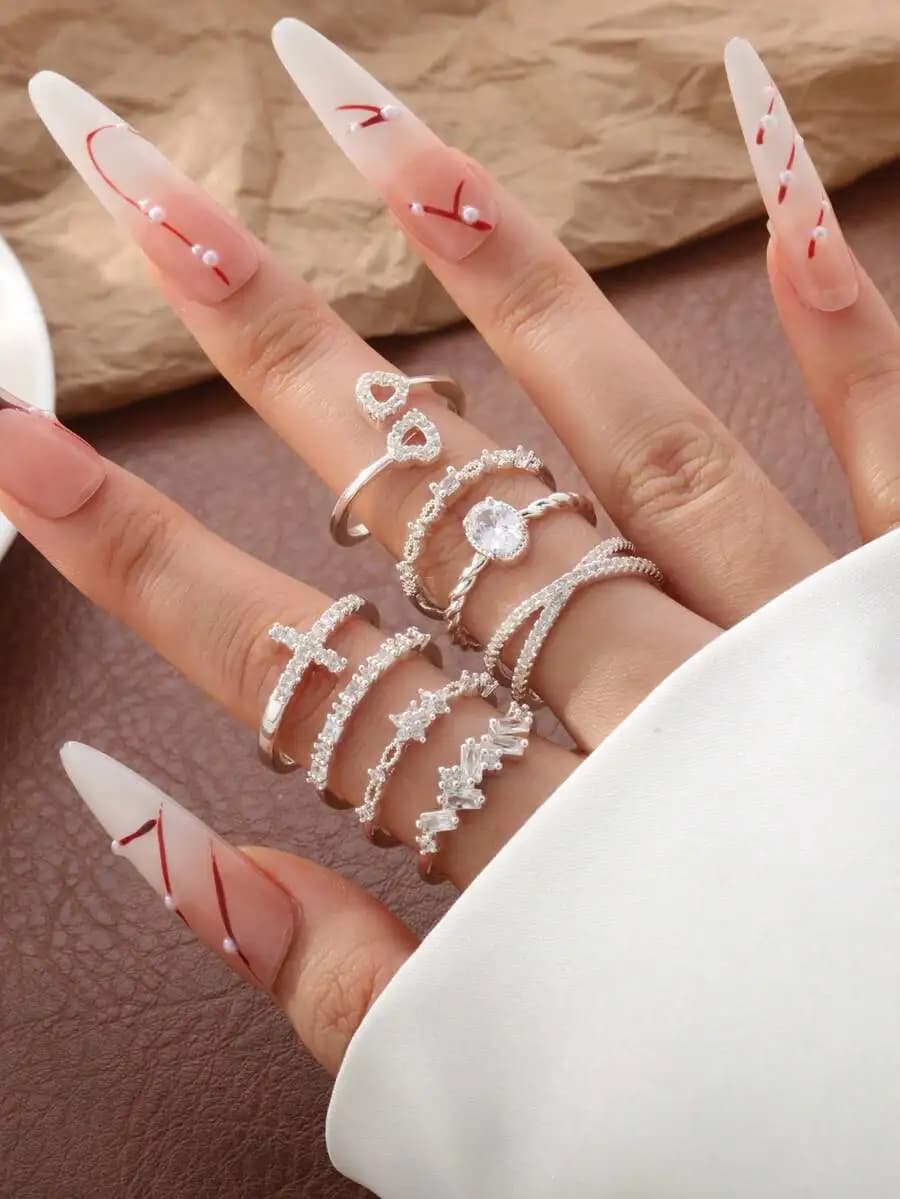 Anelli impilabili da 8 pezzi per donna, anelli delicati con zirconi cubici, semplici fedi nuziali e di fidanzamento, misure 5-11