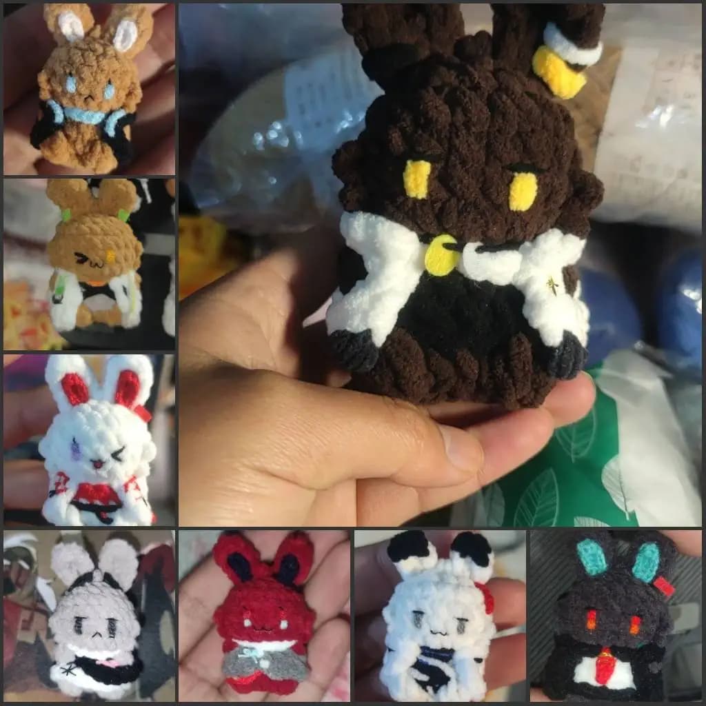 Anime Arknights Nian Coniglio Kawaii Giocattolo Cosplay Fatto a Mano Mini Ciondolo all'Uncinetto Ornamento Regalo per i Fan
