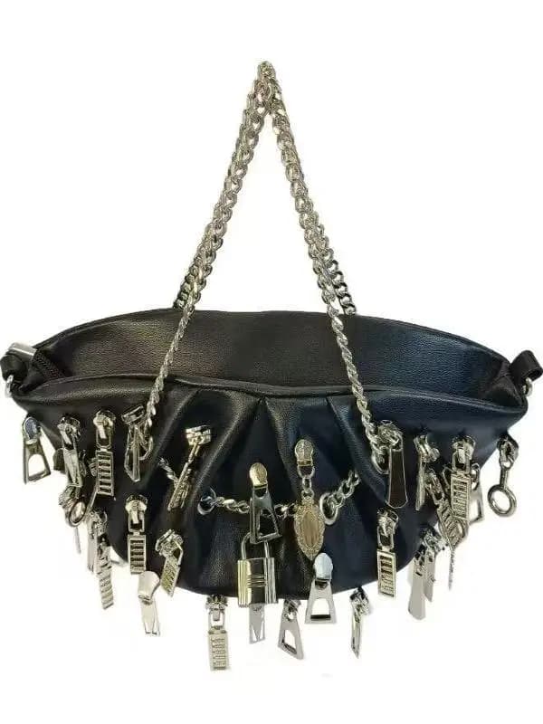 Borsa da donna Fengyun Duo personalizzata per moto europea / americana, catena in metallo con borse a tracolla a spalla singola con lucchetto