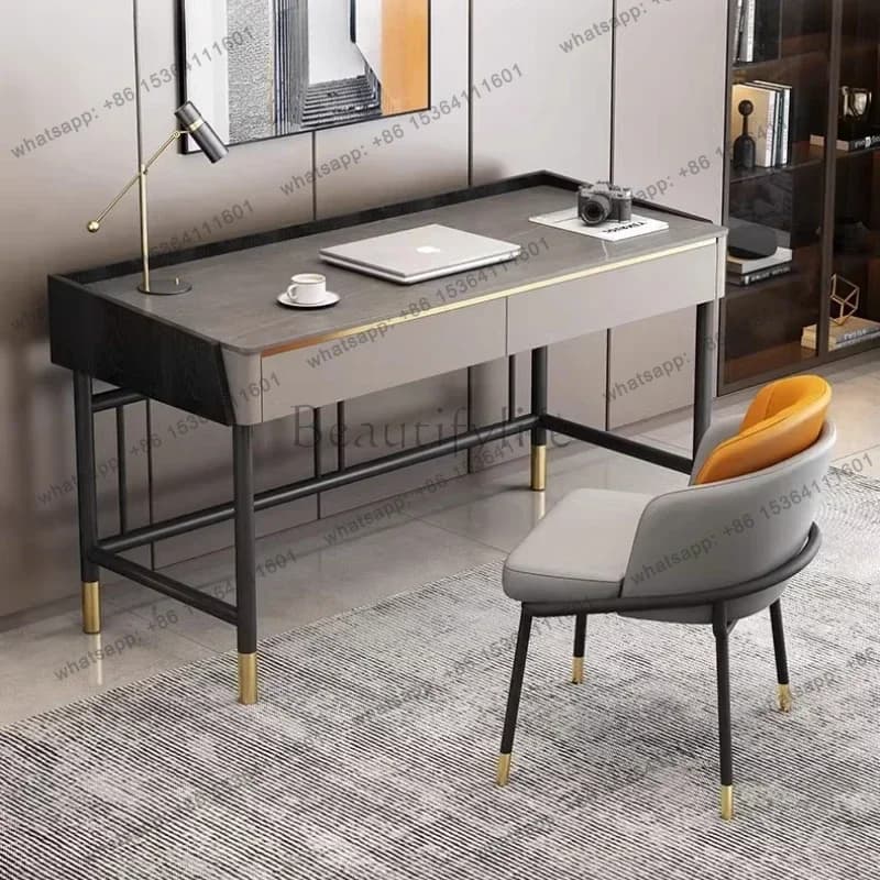 FGStorage Scrivanie per ufficio moderne di lusso Cassetti Sedia Scrittura estetica Scrivanie per computer in piedi Laptop da gioco Mobili per scrivania