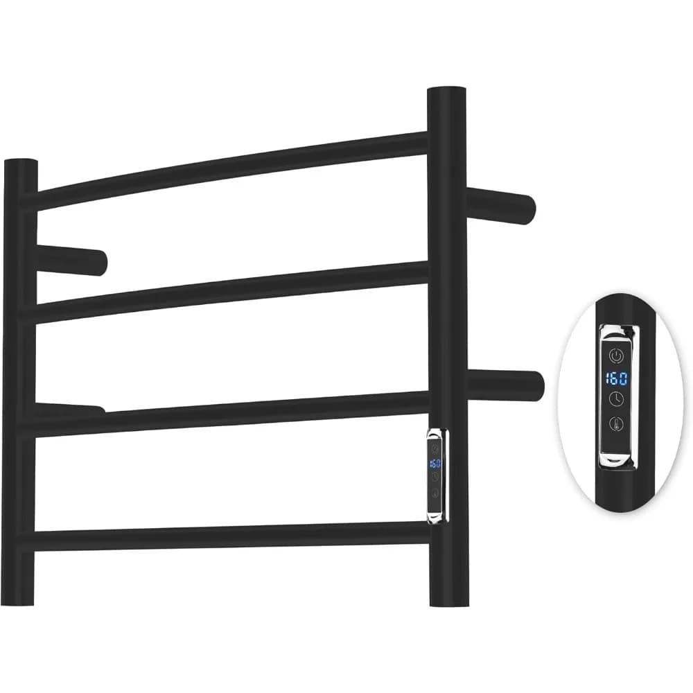 Scaldasalviette elettrico a parete con timer e controllo della temperatura, acciaio inossidabile a 4 barre