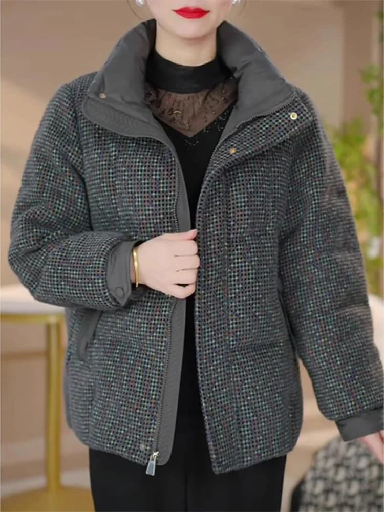 Retro Chic Loose Fit Thickened Cotton Jacket Women's Winter Warm Short Style Korean Version Commute Fashion Polyester Fiber